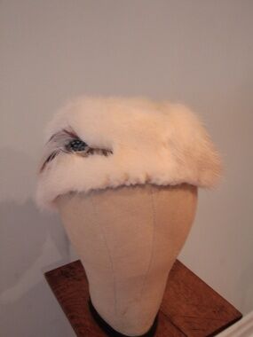 1960’s Rabbit Fur Hat with Feather Accents